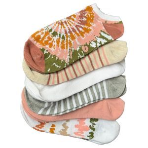 Women's Decorative No Show Socks Six Sets Shoe Size 4-8 Brand New Low Cut Cute